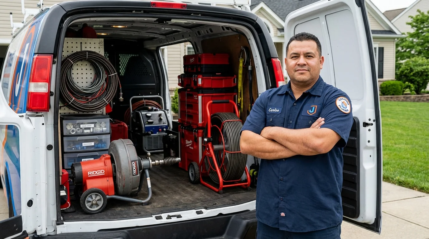 Professional drain cleaning equipment and Johns Plumbing LLC plumber in Slidell